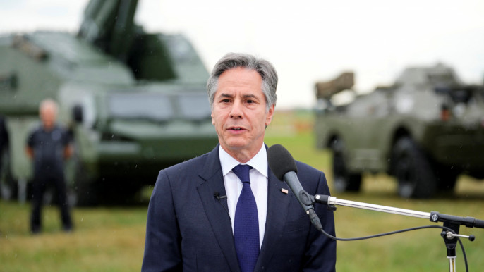 File Photo: US Secretary of State Antony Blinken speaks at a Czech Defense Capabilities event at Prague-Kbely Airport, in Prague, Czech Republic, May 30, 2024. Petr David Josek/Pool via REUTERS