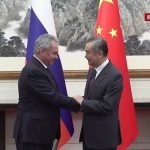 In this handout picture released by the Russian Security Council on Nov 12, 2024, the secretary of Russia's Security Council Sergei Shoigu meets with Chinese Foreign Minister Wang Yi in Beijing. (Photo: Handout via AFP