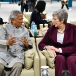 Former British Prime Minister Theresa May calls on Chief Adviser Professor Muhammad Yunus on the sidelines of COP29 Climate Conference in Baku, Azerbaijan on Thursday.